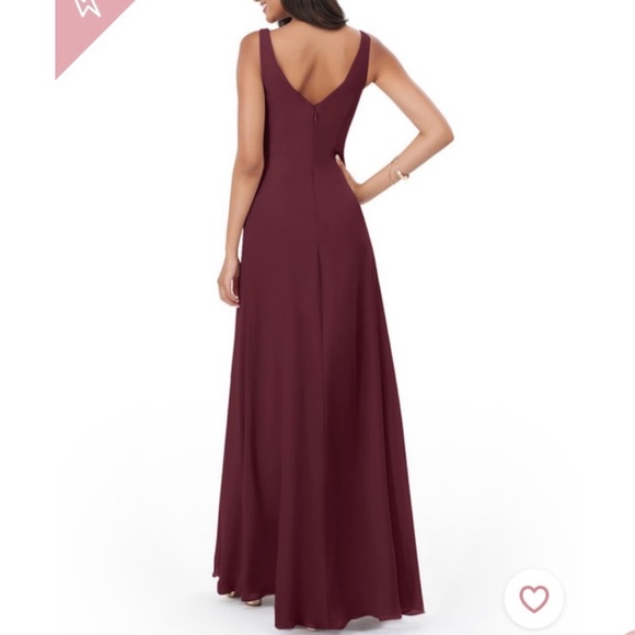 Azazie Floor Length Chiffon Kori Bridesmaid Dress in Cabernet Size 2 - Picture 2 of 10